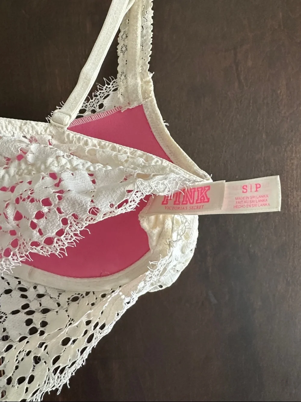 PINK Victoria's Secret Cream Lace Longline Bralette